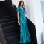 Scintillantes Bleu Marine Paillettes Robe De Soirée 2019 Princesse V-Cou Manches Courtes Dos Nu Longue Robe De Ceremonie