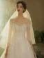 Elegant Ivory Wedding Dresses 2019 A-Line / Princess Scoop Neck Sequins Lace Flower 1/2 Sleeves Backless Floor-Length / Long