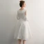 Elegant Ivory Homecoming Graduation Dresses 2019 A-Line / Princess Scoop Neck Tassel 3/4 Sleeve Tea-length Formal Dresses