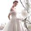 Elegant Ivory Wedding Dresses 2019 A-Line / Princess Off-The-Shoulder Beading Lace Flower Short Sleeve Backless Cathedral Train