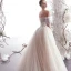 Chic / Beautiful Ivory Wedding Dresses 2019 A-Line / Princess Off-The-Shoulder Beading Lace Flower Short Sleeve Backless Floor-Length / Long