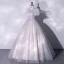 Chic / Beautiful Grey Sequins Prom Dresses 2022 Ball Gown V-Neck Puffy Short Sleeve Backless Floor-Length / Long Formal Dresses