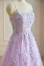 Blomma Fe Lavendel Spaghettiband 2024 Balklänningar Spets Blomma Korsade remmar Ärmlös Prinsessa Formella Klänningar