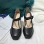 Simple Noire Vêtement de rue Escarpins 2021 Cuir 10 cm Talons Aiguilles Pied Carré Escarpins Talons Hauts