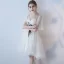 Elegant Grey A-Line / Princess Cocktail Dresses 2018 Lace Flower Scoop Neck Sleeveless Asymmetrical Formal Dresses