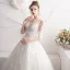 Chic / Beautiful Ivory Wedding Dresses 2019 A-Line / Princess V-Neck Beading Pearl Lace Flower 3/4 Sleeve Backless Floor-Length / Long