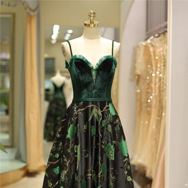 Vintage / Retro Dark Green Evening Dresses 2019 A-Line / Princess Spaghetti Straps Suede Beading Crystal Sleeveless Backless Printing Floor-Length / Long Formal Dresses