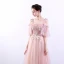 Chic / Beautiful Pearl Pink Prom Dresses 2019 A-Line / Princess Spaghetti Straps Appliques Lace Beading Crystal Rhinestone Short Sleeve Backless Floor-Length / Long Formal Dresses