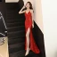Sexy Simple Rouge Robe De Soirée 2019 Trompette / Sirène Bretelles Spaghetti Paillettes Sans Manches Dos Nu Train De Balayage Robe De Ceremonie