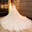 Charming Champagne Wedding Dresses 2019 Ball Gown High Neck Beading Crystal Lace Flower Long Sleeve Backless Royal Train