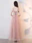 Elegant Blushing Pink Homecoming Graduation Dresses 2019 A-Line / Princess Lace Flower Pearl Rhinestone Backless Floor-Length / Long Formal Dresses