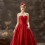 Audrey Hepburn-Stil Einfarbig Rot Ballkleider 2019 A Linie Bandeau Ärmellos Rückenfreies Hof-Schleppe Festliche Kleider