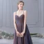 Charmant Violett Abendkleider 2019 A Linie Spaghettiträger Glanz Polyester Ärmellos Rückenfreies Lange Festliche Kleider