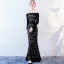 Chic / Beautiful Black Evening Dresses  2018 Trumpet / Mermaid Lace Flower Off-The-Shoulder Backless Long Sleeve Floor-Length / Long Formal Dresses