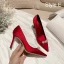 Chinese style Red Pearl Wedding Shoes 2021 Leather 9 cm Stiletto Heels Pointed Toe Wedding Pumps High Heels