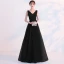 Affordable Pool Blue Evening Dresses  2019 A-Line / Princess V-Neck Lace Flower Sleeveless Backless Floor-Length / Long Formal Dresses