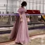 Chic / Beautiful Blushing Pink Evening Dresses  2019 A-Line / Princess Scoop Neck Pearl Short Sleeve Backless Ruffle Floor-Length / Long Formal Dresses