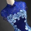 Chinese style Royal Blue Evening Dresses  Trumpet / Mermaid High Neck Beading Tassel Rhinestone Lace Flower Cap Sleeves Floor-Length / Long Formal Dresses