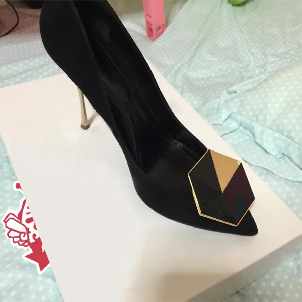 Chic / Belle Noire Bureau Escarpins 2019 Daim 10 cm Talons Aiguilles À Bout Pointu Escarpins