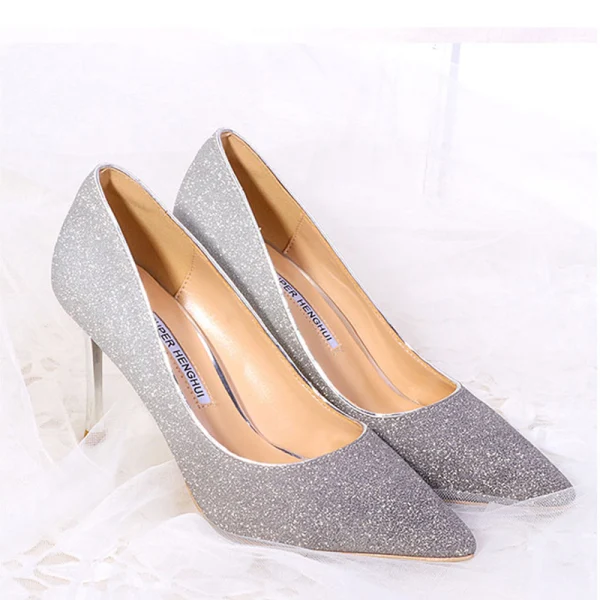 Glitzernden Rosa Brautschuhe 2018 Glanz 8 cm Stilettos Spitzschuh Hochzeit Pumps