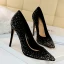Mooie / Prachtige Zwarte Avond Pumps 2019 Suede Rhinestone 10 cm Naaldhakken / Stiletto Spitse Neus Pumps