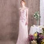 Chic / Beautiful Candy Pink Evening Dresses  2018 Trumpet / Mermaid Appliques Sash Lace Scoop Neck Floor-Length / Long Formal Dresses