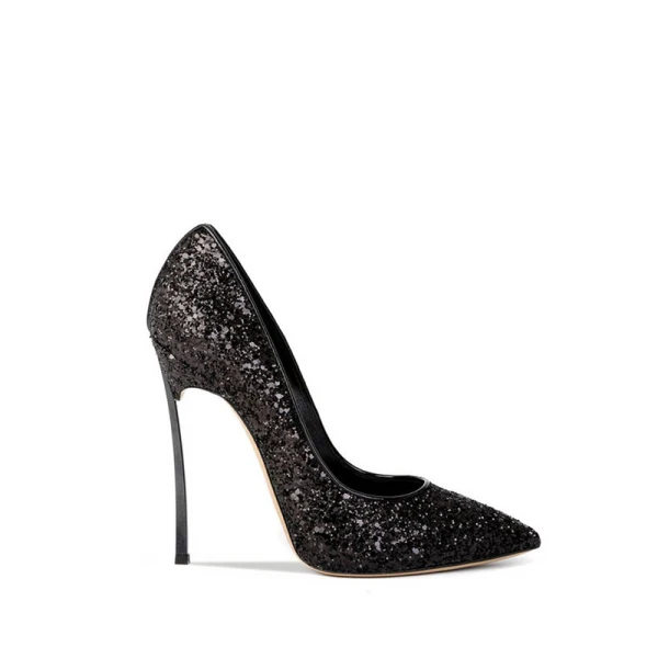 Glittrande Svarta Afton Pumps 2019 Paljetter 10 cm Stilettklackar Spetsiga Pumps