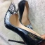 Fine Svart Casual Pumps 2019 Lær Slangeskinn Print 12 cm Stiletthæler Spisse Pumps
