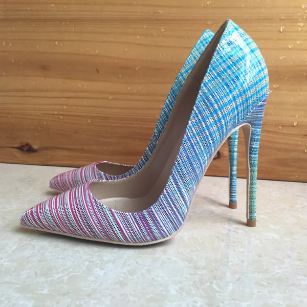 Modern / Fashion Multi-Colors Dating Pumps 2019 Leather 12 cm Thick Heels Pointed Toe Pumps