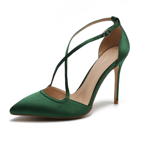 Schöne Champagner Freizeit Hochhackige 2019 X-Riemen 8 cm Stilettos Spitzschuh Damenschuhe
