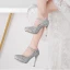 Sparkly Sølv Brudesko 2019 Paljetter Spenne 12 cm Stiletthæler Spisse Pumps