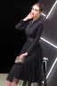 Elegant Black Evening Dresses  2019 A-Line / Princess V-Neck Sash Long Sleeve Tea-length Formal Dresses