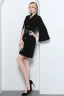 Chic / Beautiful Black Evening Dresses  2019 A-Line / Princess V-Neck Sash Long Sleeve Short Formal Dresses
