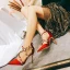 Sexy Red Evening Party Rhinestone Silk Satin Womens Sandals 2021 X-Strap 8 cm Stiletto Heels Pointed Toe Sandals High Heels