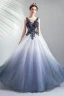 Élégant Dégradé De Couleur Robe De Soirée 2019 Princesse Encolure Dégagée Perlage Paillettes Perle Cristal En Dentelle Fleur Sans Manches Dos Nu Longue Robe De Ceremonie