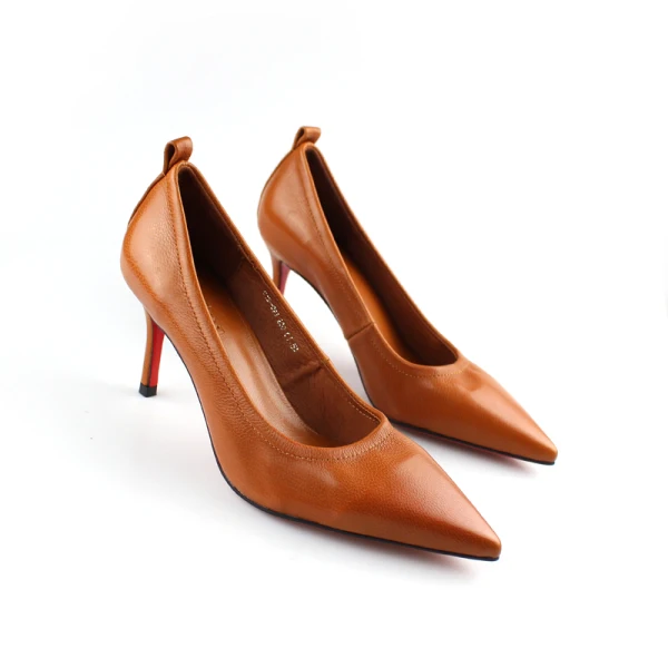 Mooie / Prachtige Khaki Kantoor Pumps 2019 Leer 7 cm Naaldhakken / Stiletto Spitse Neus Pumps