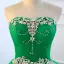 Vintage Grønn Quinceañera Ballkjoler 2018 Ballkjole Rhinestone Paljetter Kjæreste Ryggløse 1/2 Ermer Lange Formelle Kjoler
