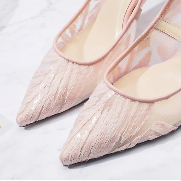 Elegant Burgundy See-through Wedding Shoes 2019 Lace 7 cm Stiletto Heels Pointed Toe Wedding Pumps