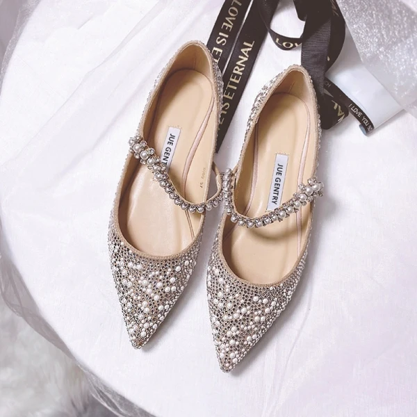 Charmant Silber Abend Perle Strass Pumps 2021 Leder 8 cm Stilettos Spitzschuh Pumps Hochhackige