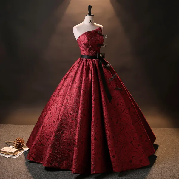 Elegant Red Black Prom Dresses 2024 Crossed Straps Bow Embroidered Satin Engagement Sleeveless Ball Gown Formal Dresses