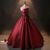 Elegant Red Black Prom Dresses 2024 Crossed Straps Bow Embroidered Satin Engagement Sleeveless Ball Gown Formal Dresses
