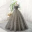 Chic / Belle Gris Perlage Paillettes Robe De Bal 2023 Robe Boule Encolure Carrée Manches Courtes Dos Nu Longue Promo Robe De Ceremonie