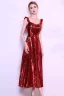 Chic / Belle Bordeaux de retour Robe De Graduation 2019 Princesse Encolure Carrée Paillettes Sans Manches Dos Nu Longueur Cheville Robe De Ceremonie