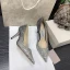 Glittrande Silver Afton Paljetter Pumps 2021 Läder 8 cm Stilettklackar Spetsiga Pumps Högklackade