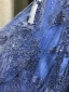 Scintillantes Bleu Roi Fait main Perlage Robe De Soirée 2019 Princesse V-Cou Cristal En Dentelle Fleur Sans Manches Dos Nu Longue Robe De Ceremonie