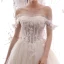 Chic Champagne Robe De Mariée 2019 Princesse De l'épaule Paillettes En Dentelle Fleur Sans Manches Dos Nu Train De Balayage