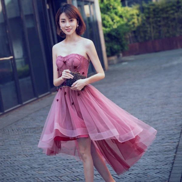 Sexy Fuchsia Cocktailkjoler 2018 Prinsesse Paljetter Appliques Kjæreste Ryggløse Uten Ermer Asymmetrisk Formelle Kjoler