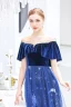 Chic / Beautiful Royal Blue Evening Dresses  2019 A-Line / Princess Suede V-Neck Star Sequins Rhinestone Short Sleeve Backless Ankle Length Formal Dresses