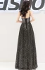 Charmant Noire Robe De Soirée 2019 Princesse Bretelles Spaghetti Étoile Paillettes Sans Manches Dos Nu Longue Robe De Ceremonie