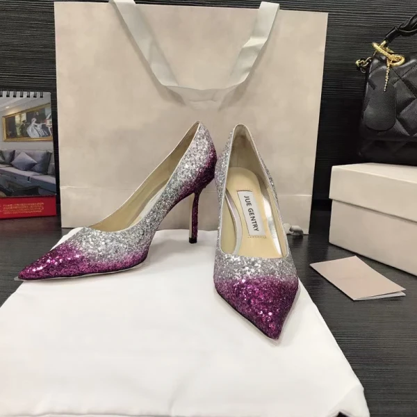 Scintillantes Océan Bleu Soirée Paillettes Escarpins 2021 Cuir 8 cm Talons Aiguilles À Bout Pointu Escarpins Talons Hauts